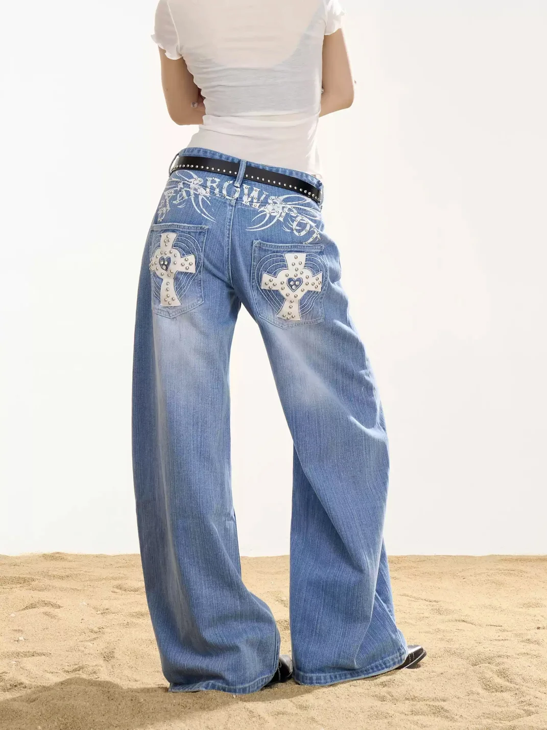 ONLPP | Studded Cross Loose Wide-Leg Jeans