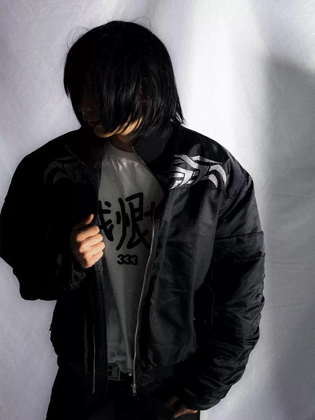 PCCVISION | Black Tribal Embroidered Oversized Padded Bomber Jacket
