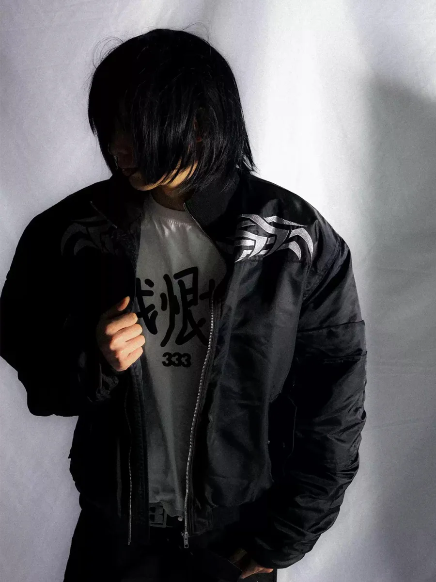 PCCVISION | Black Tribal Embroidered Oversized Padded Bomber Jacket - 4