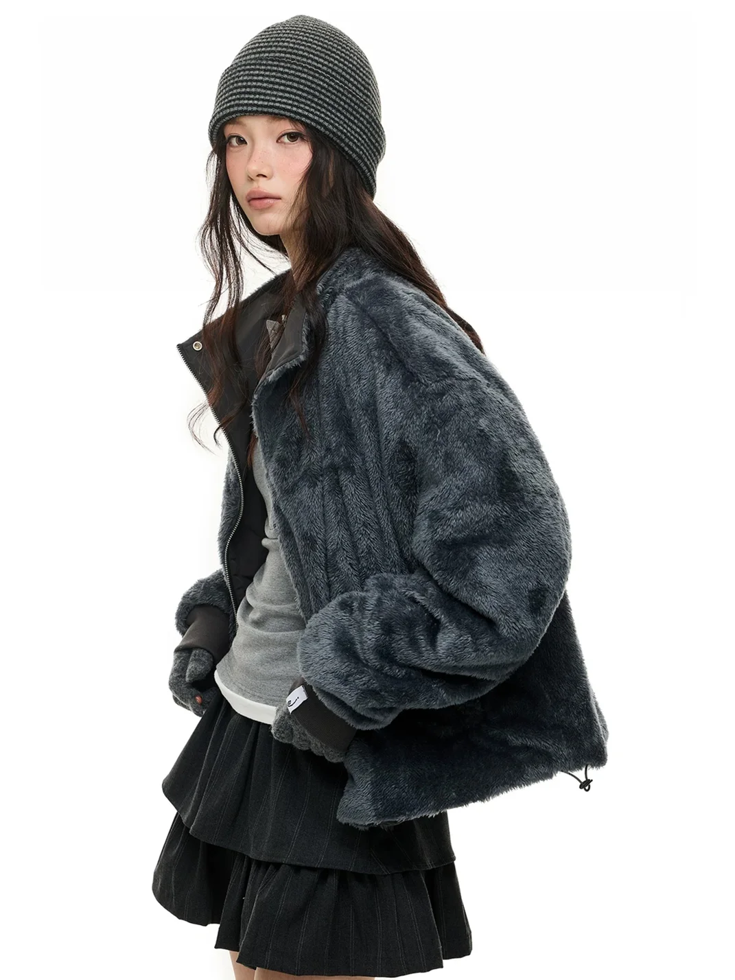 JIKOO | Reversible Asymmetric Stand Collar Padded Jacket