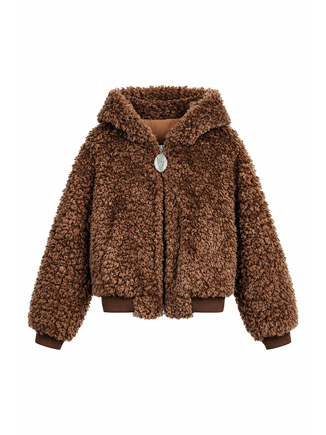 JIKOO | Thick Hooded Cropped Faux Wool Jacket