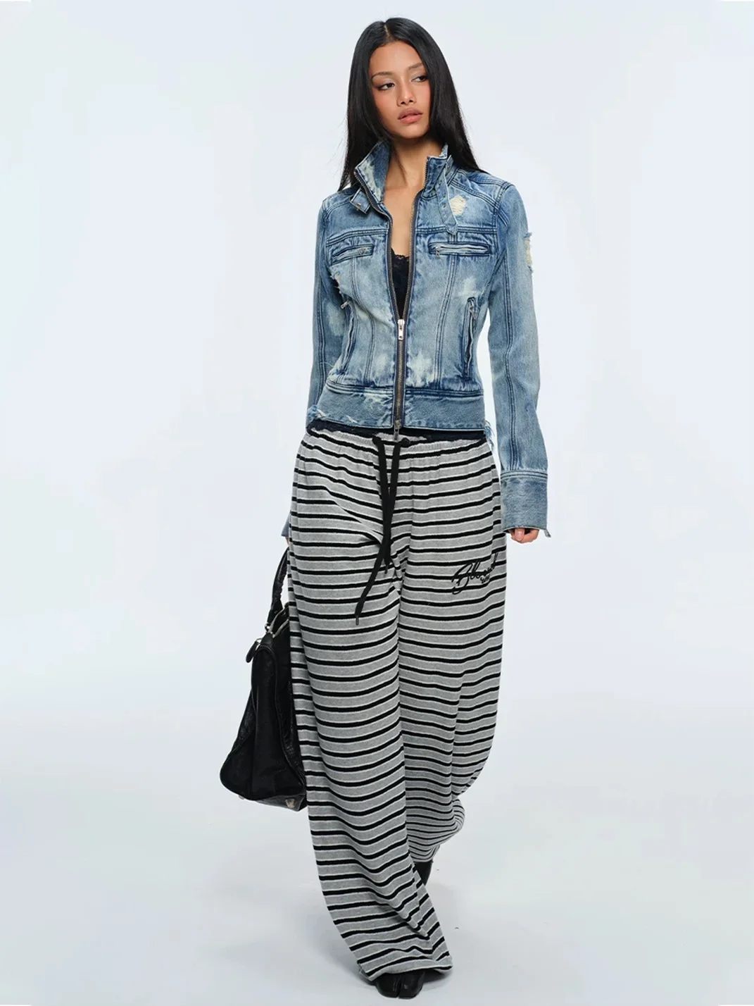 BUM STUDIO | Slim-Fit Washed Denim Jacket With Metal Zippers