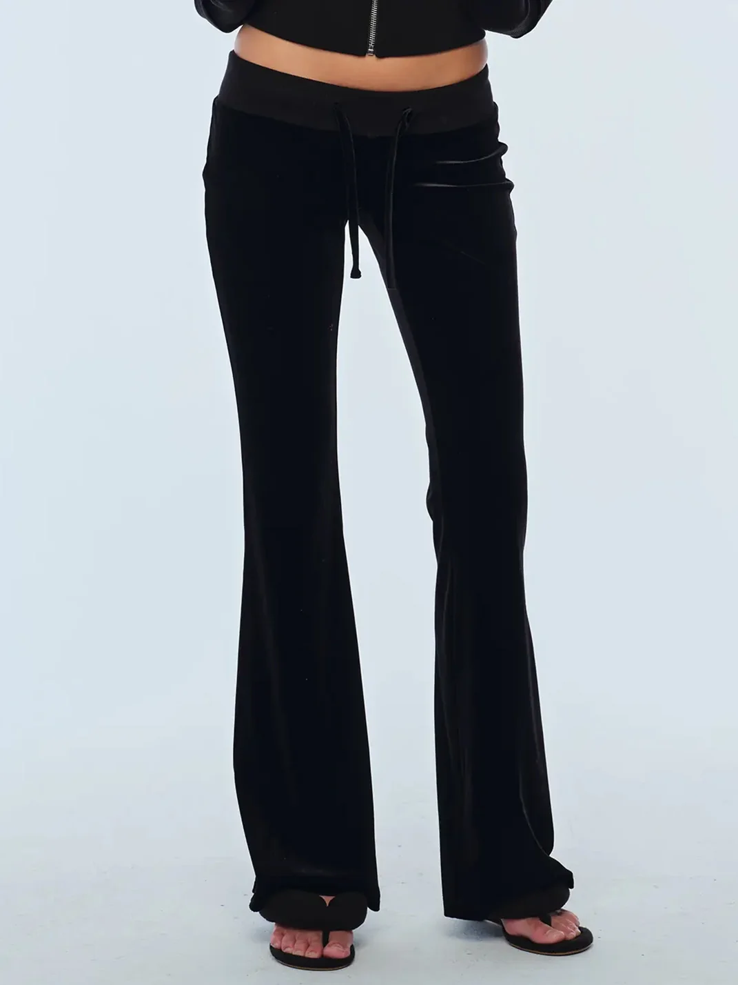 BUM STUDIO | Wing Print Velvet Cropped Jacket Flared Pants Set