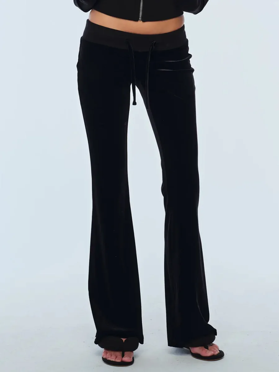 BUM STUDIO | Wing Print Velvet Cropped Jacket Flared Pants Set - 3
