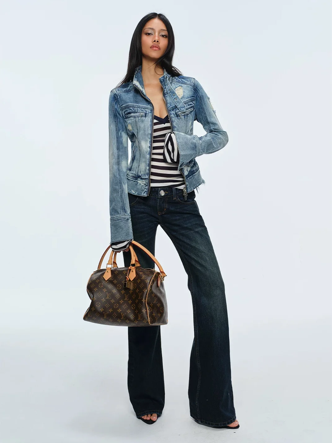 BUM STUDIO | Slim-Fit Washed Denim Jacket With Metal Zippers
