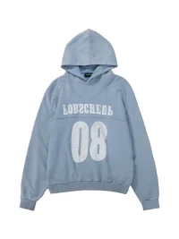 0123 Start | Washed Distressed Loose-Fit Pullover Hoodie