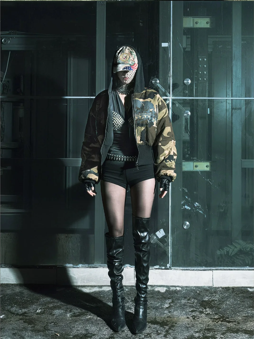 JADEGANG | Reversible Cropped Camouflage Padded Bomber Jacket