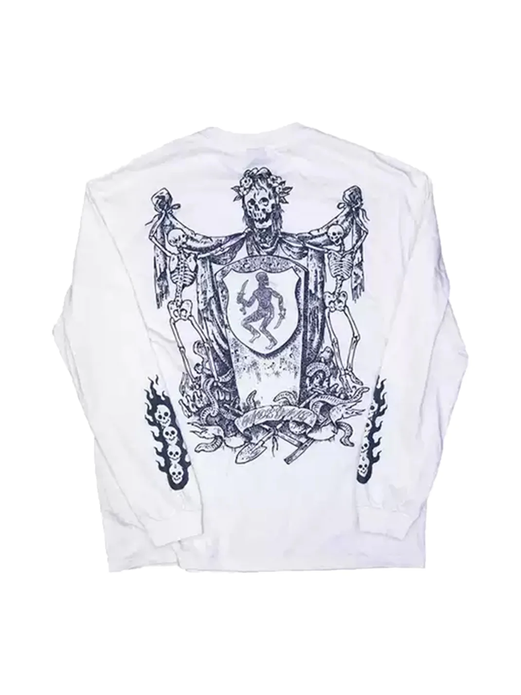 JADEGANG | White Skull Print Loose Long Sleeve T-Shirt