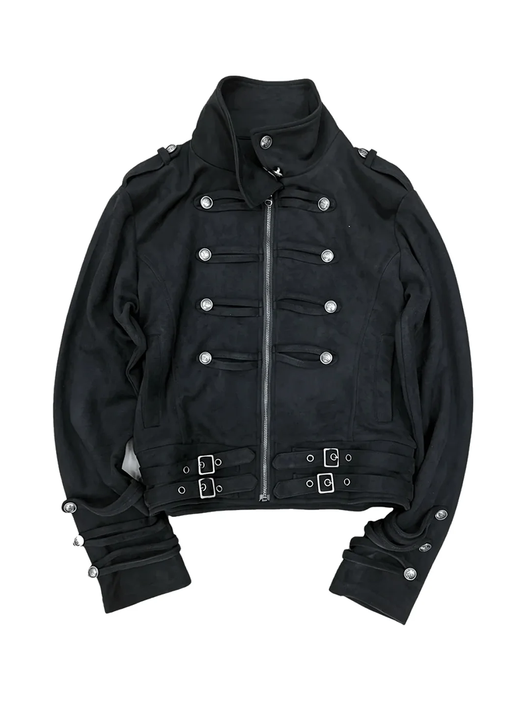 YUKAHOUSE | High-Neck Cropped Punk Motorcycle Jacket