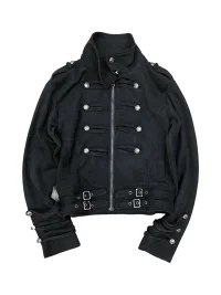 YUKAHOUSE | High-Neck Cropped Punk Motorcycle Jacket