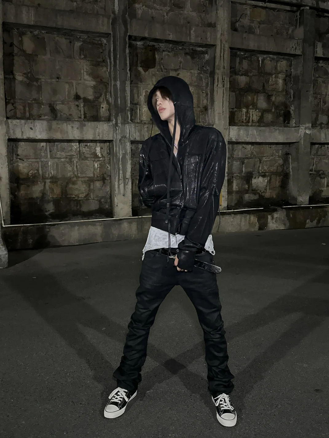 ATAnothingness | Wax-Brushed Hooded Zip-Up Sweatshirt Jacket