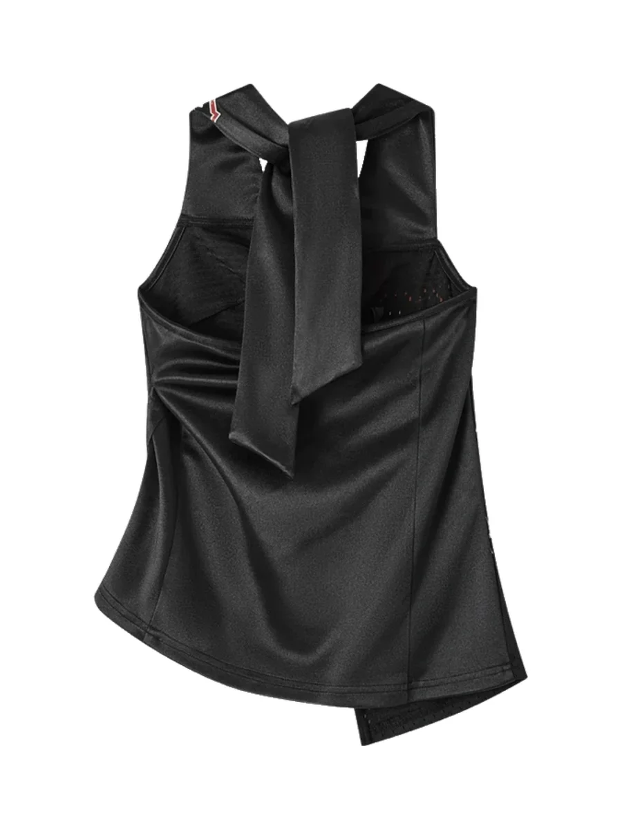 YUKAHOUSE | Letter Print Tie-Back Halter Top - 2