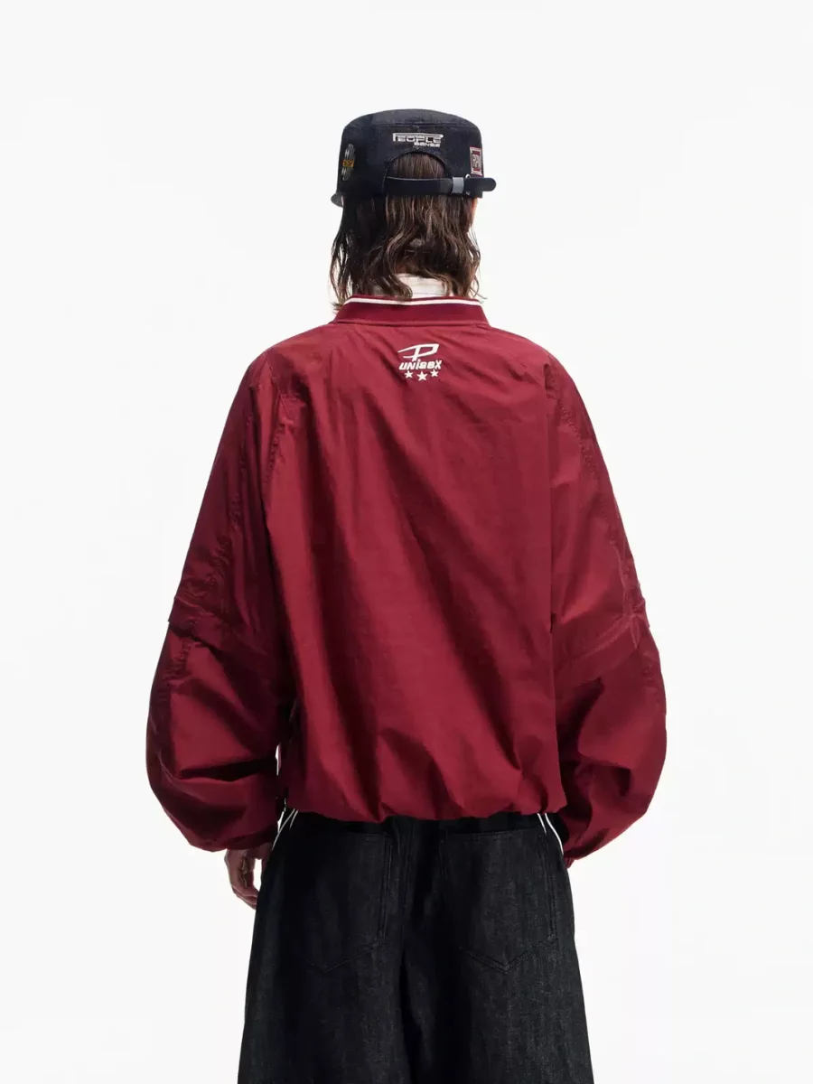 PEOPLESENSE | Loose Embroidered V-Neck Sweatshirt With Detachable Sleeves - 2