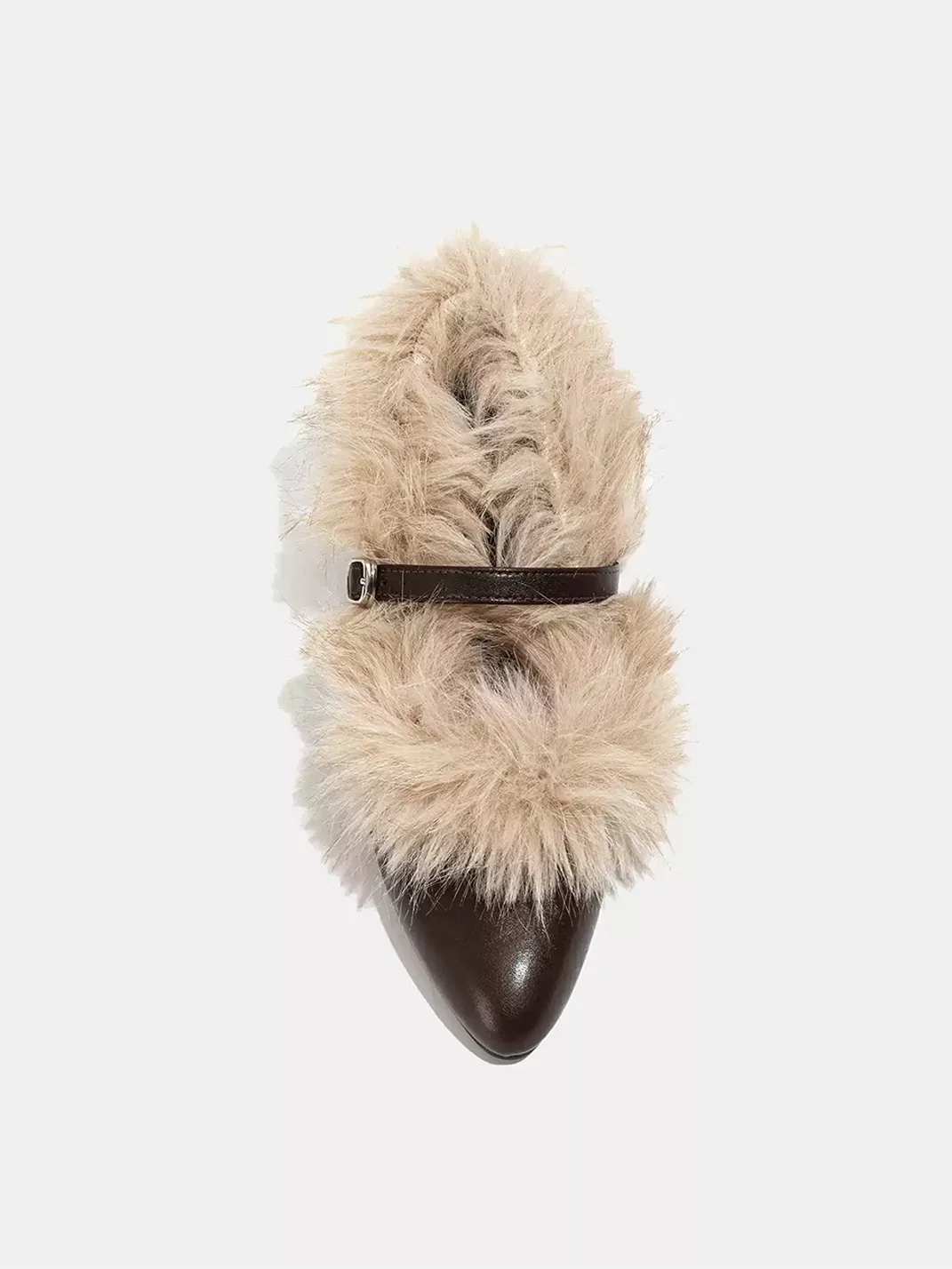 LMDD | Pointed-Toe Plush Mary Jane Flats