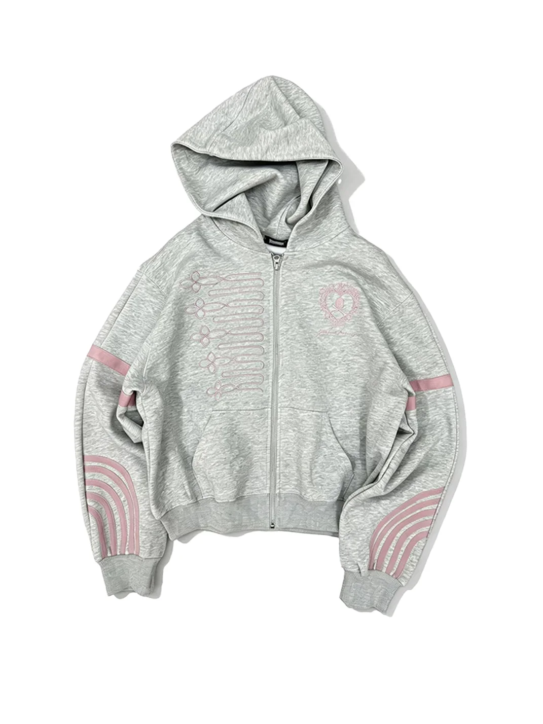 YUKAHOUSE | Embroidered Striped Long-Sleeve Hoodie