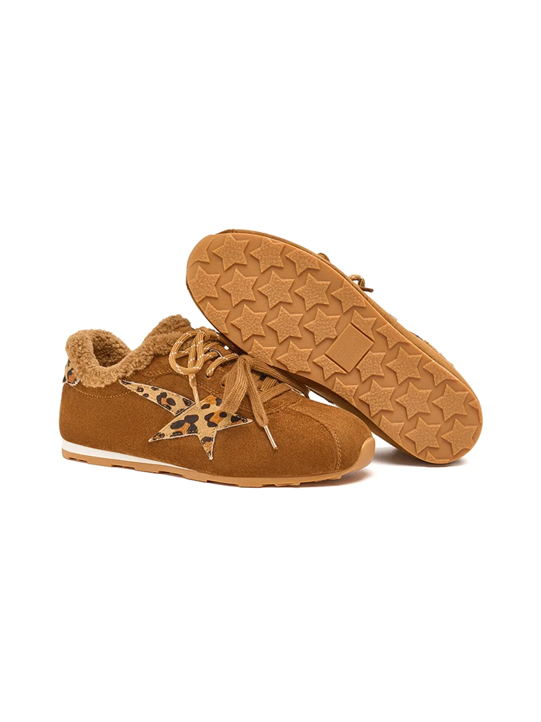 EBLAN | Retro Thick-Sole Star Plush-Lined Sneakers