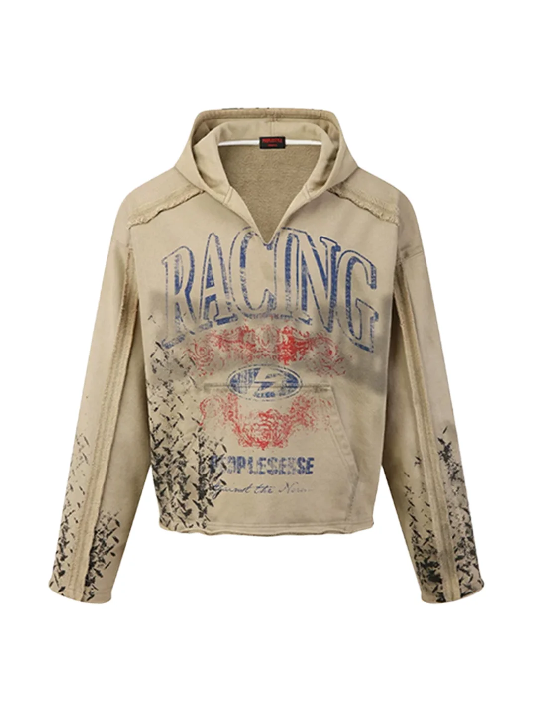 PEOPLESENSE | Vintage Racing Print Distressed Hoodie
