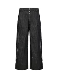 PEOPLESENSE | High-Waisted Contrast-Stitch Wide-Leg Raw Selvedge Jeans