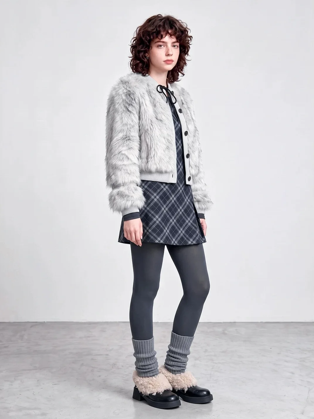 LMDD | Plush-Trim Platform Block Heel Slip-On Shoes