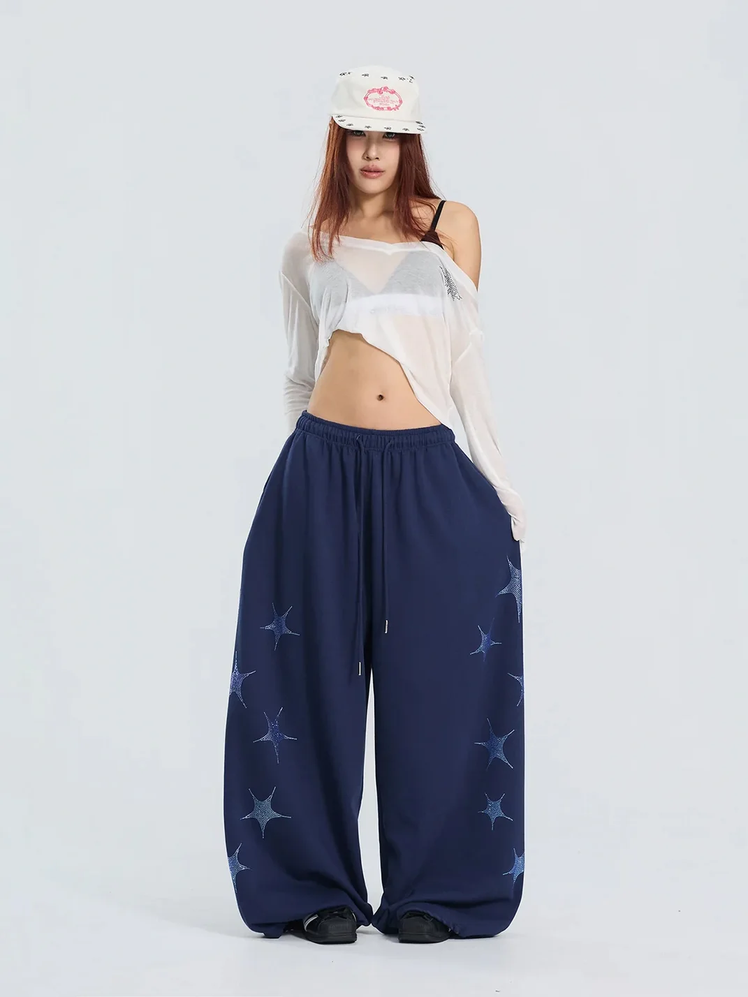 CBXLAB | Star Rhinestone Loose Wide-Leg Pants