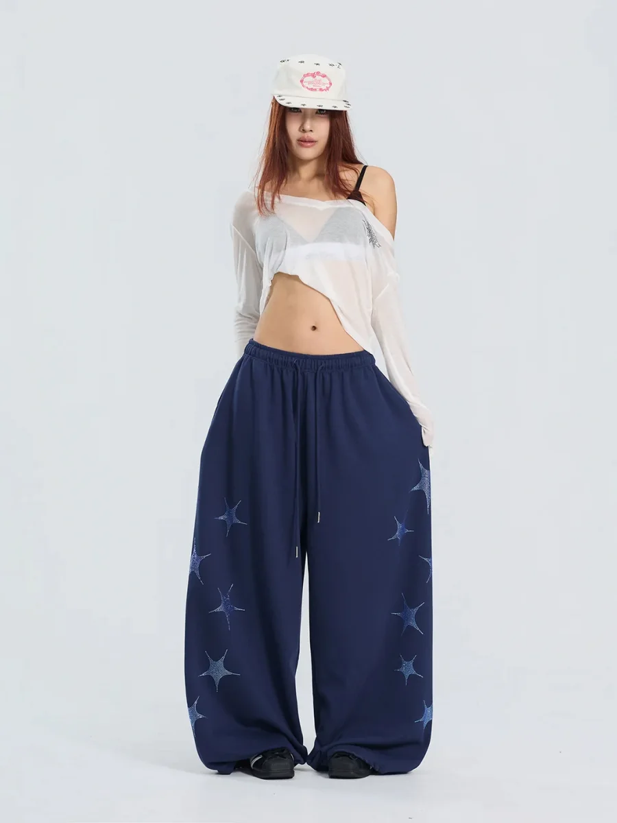 CBXLAB | Star Rhinestone Loose Wide-Leg Pants - 4