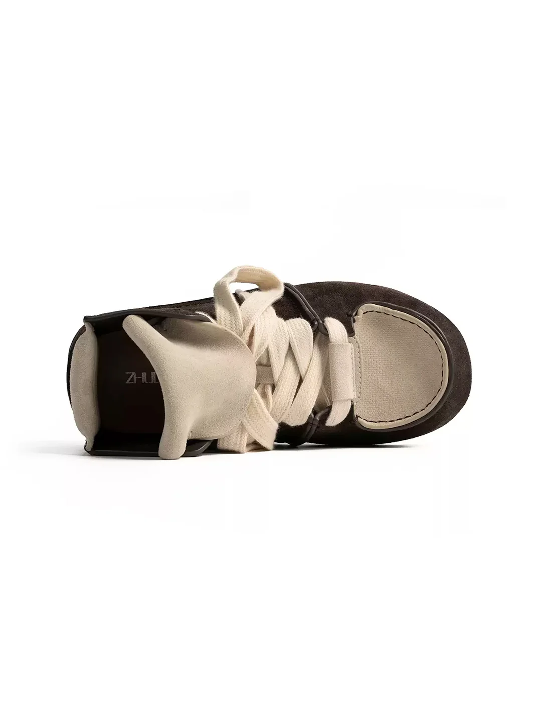 ZHUDAGE | Colorblock Leather High-Top Lace-Up Platform Sneakers