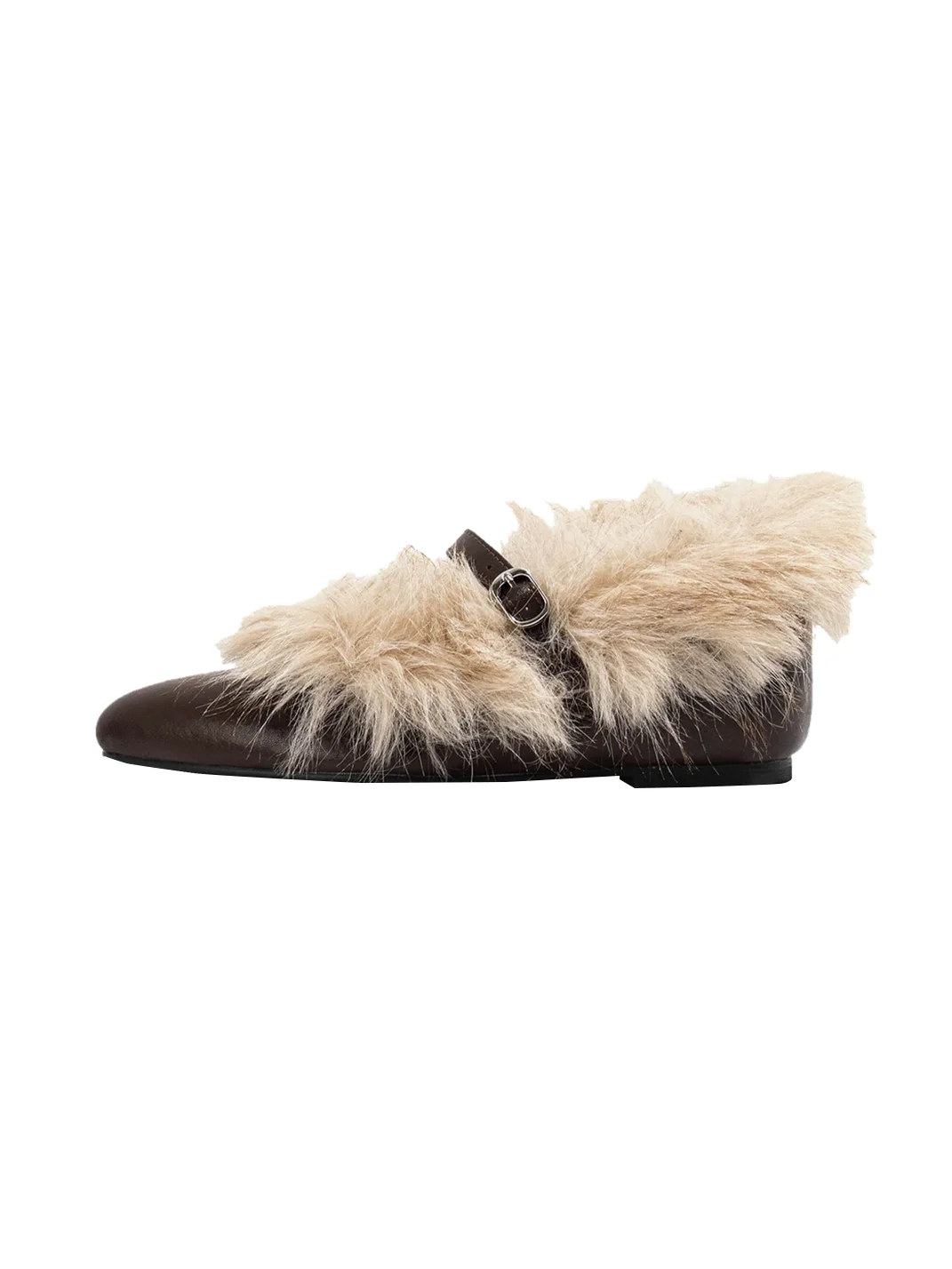 LMDD | Pointed-Toe Plush Mary Jane Flats