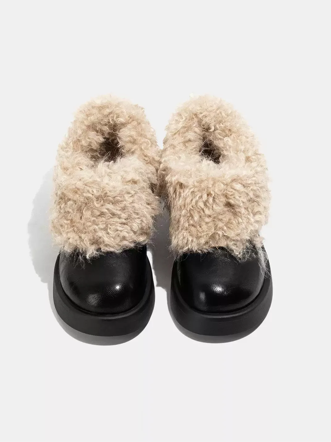 LMDD | Plush-Trim Platform Block Heel Slip-On Shoes