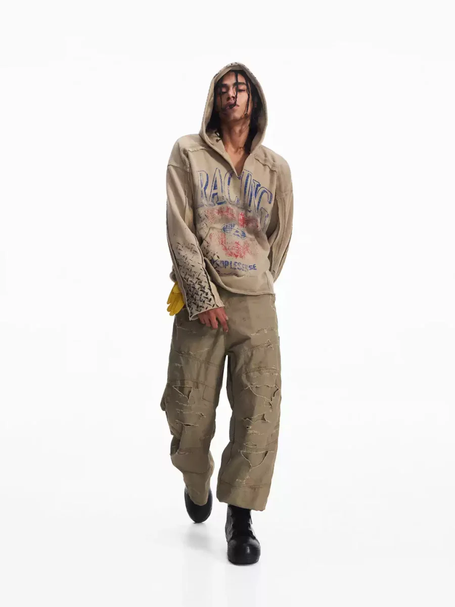 PEOPLESENSE | Vintage Racing Print Distressed Hoodie - 4