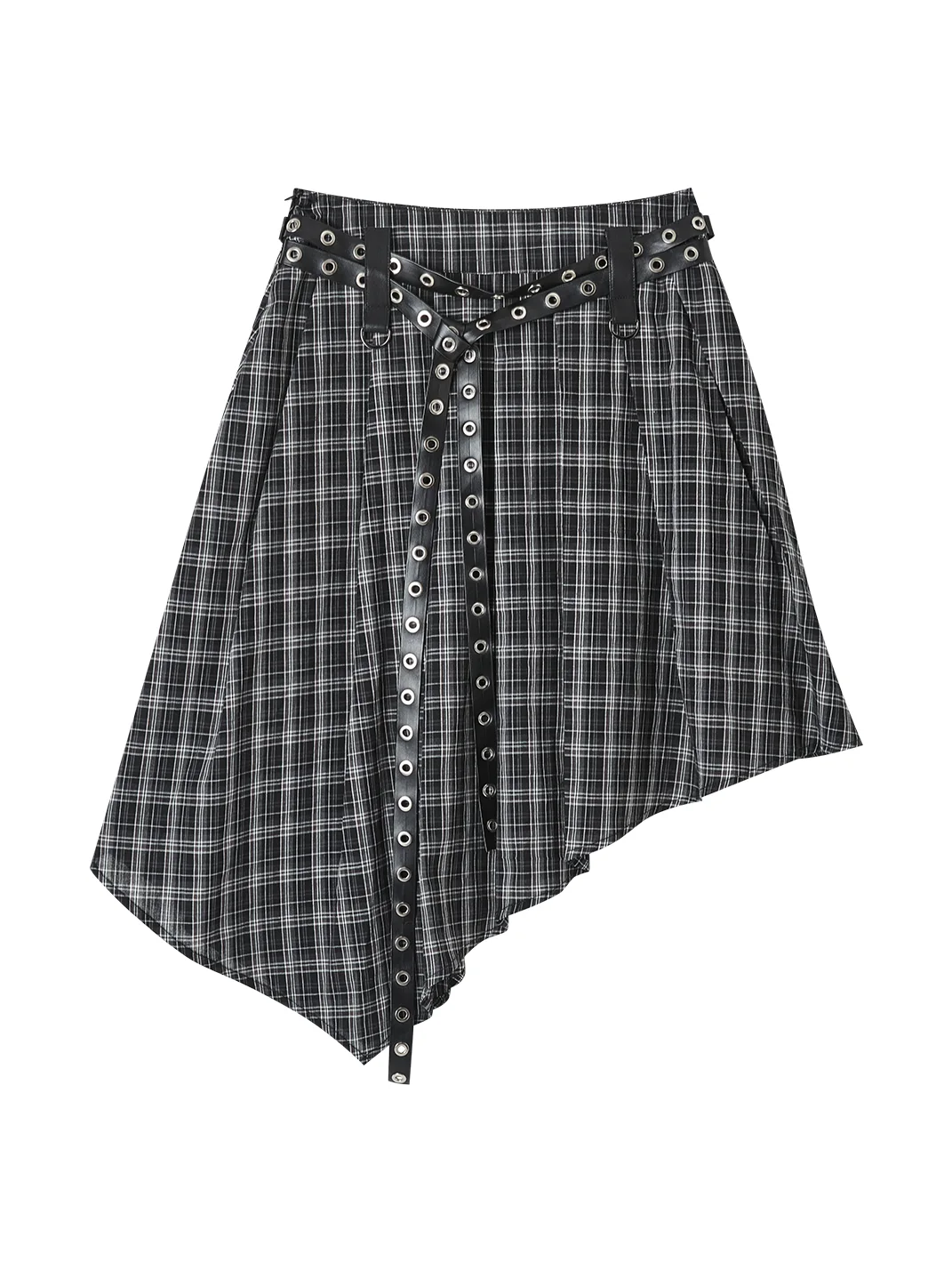 YUKAHOUSE | Asymmetric Plaid A-Line Skirt