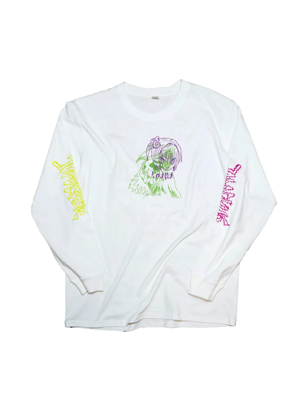 JADEGANG | White Graffiti Print Long Sleeve T-Shirt