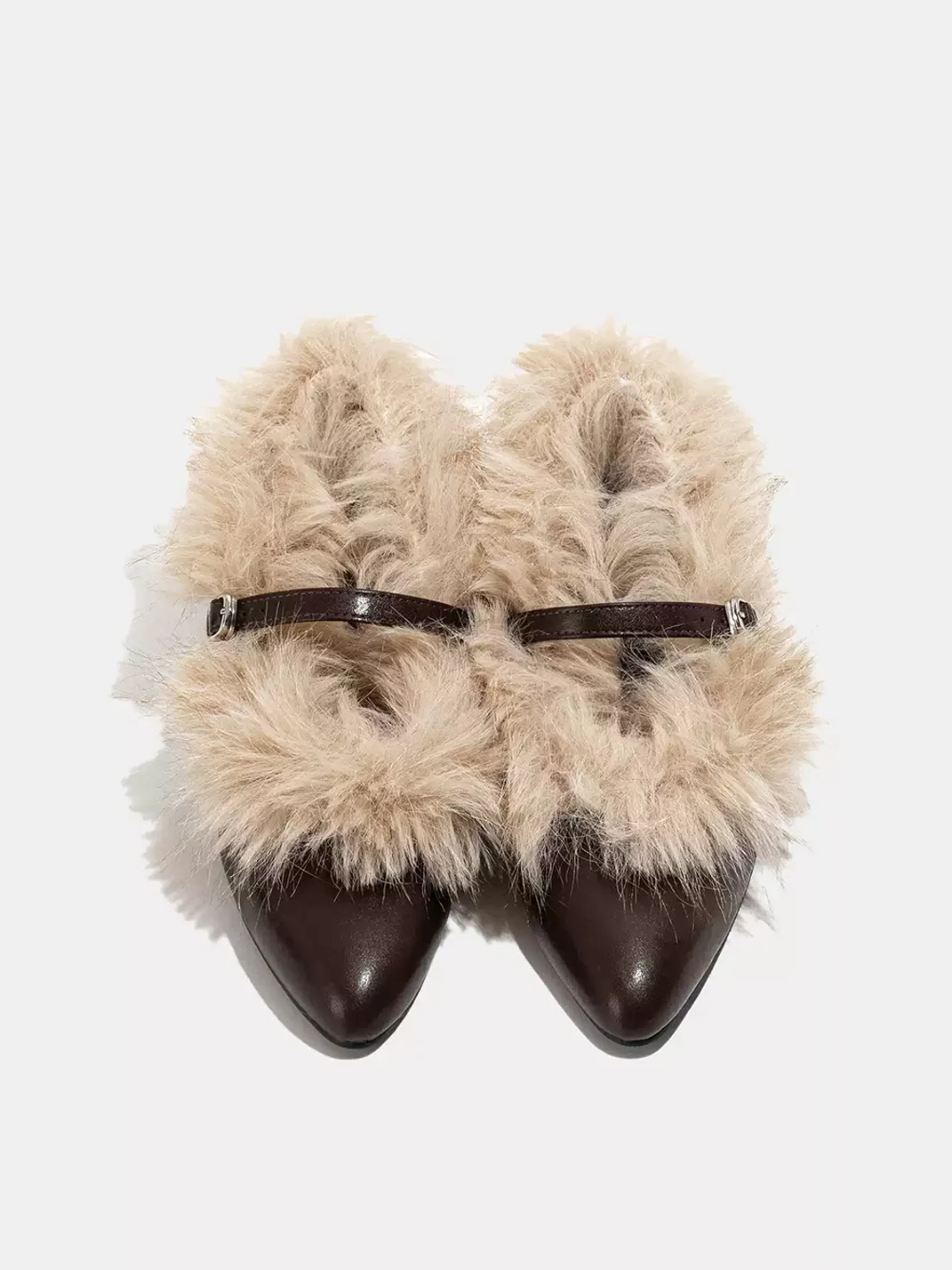 LMDD | Pointed-Toe Plush Mary Jane Flats