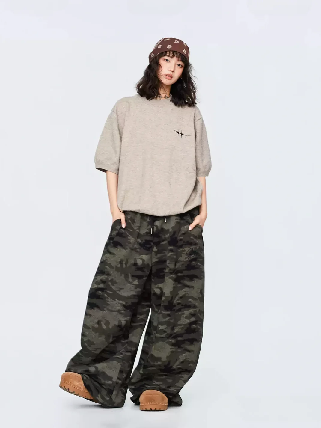 CBXLAB | Distressed Camouflage Loose-Fit Knit Pants