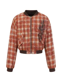 PEOPLESENSE | Reversible Distressed Stand-Up Collar Long Sleeve Jacket
