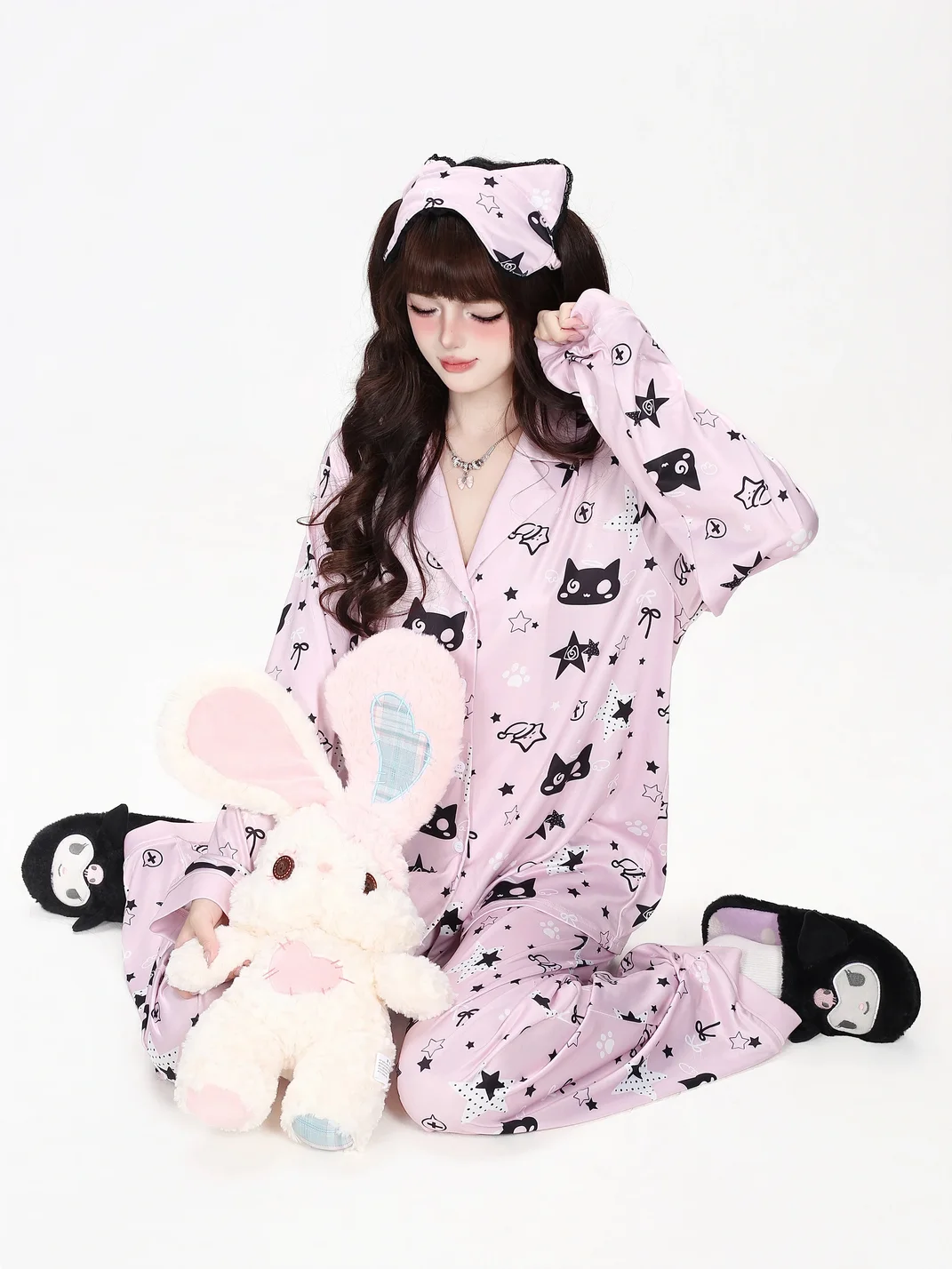 CRAZYGIRL | Star Print Long Sleeve Pajama Set
