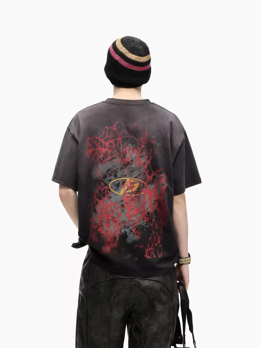 PEOPLESENSE | Retro Distressed Cotton Graphic Short Sleeve T-Shirt - 4