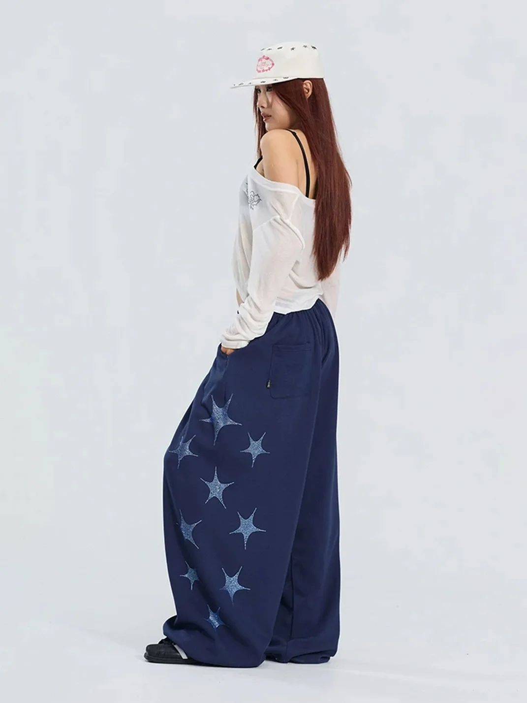CBXLAB | Star Rhinestone Loose Wide-Leg Pants