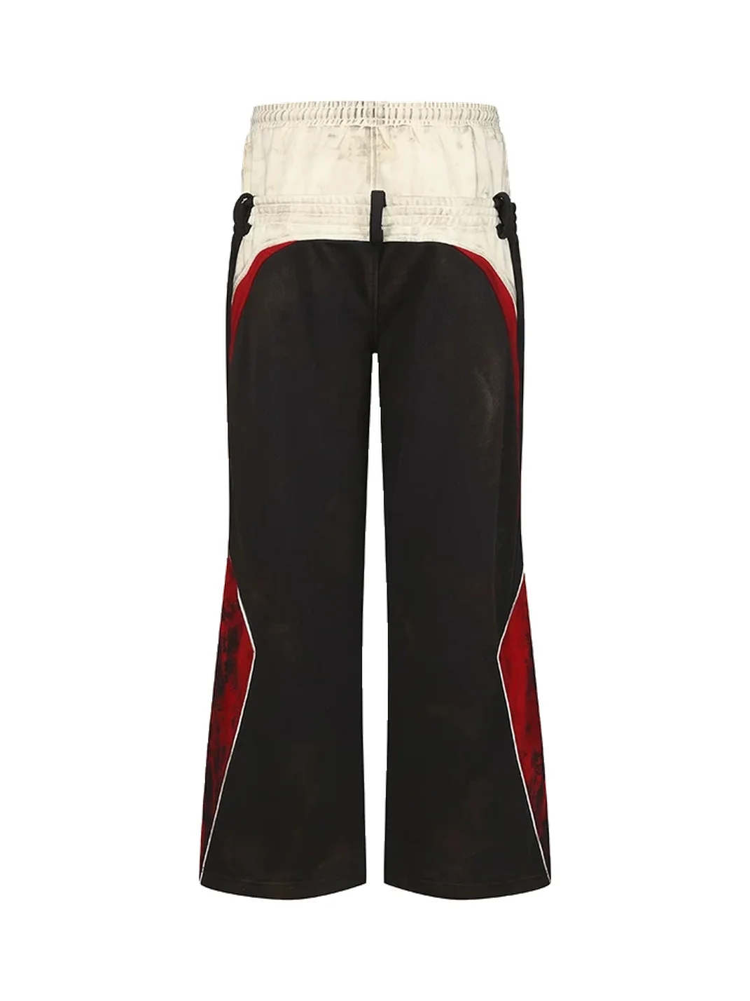 PEOPLESENSE | Distressed Double-Waist Embroidered Wide-Leg Sweatpants
