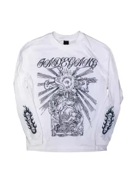 JADEGANG | White Skull Print Loose Long Sleeve T-Shirt