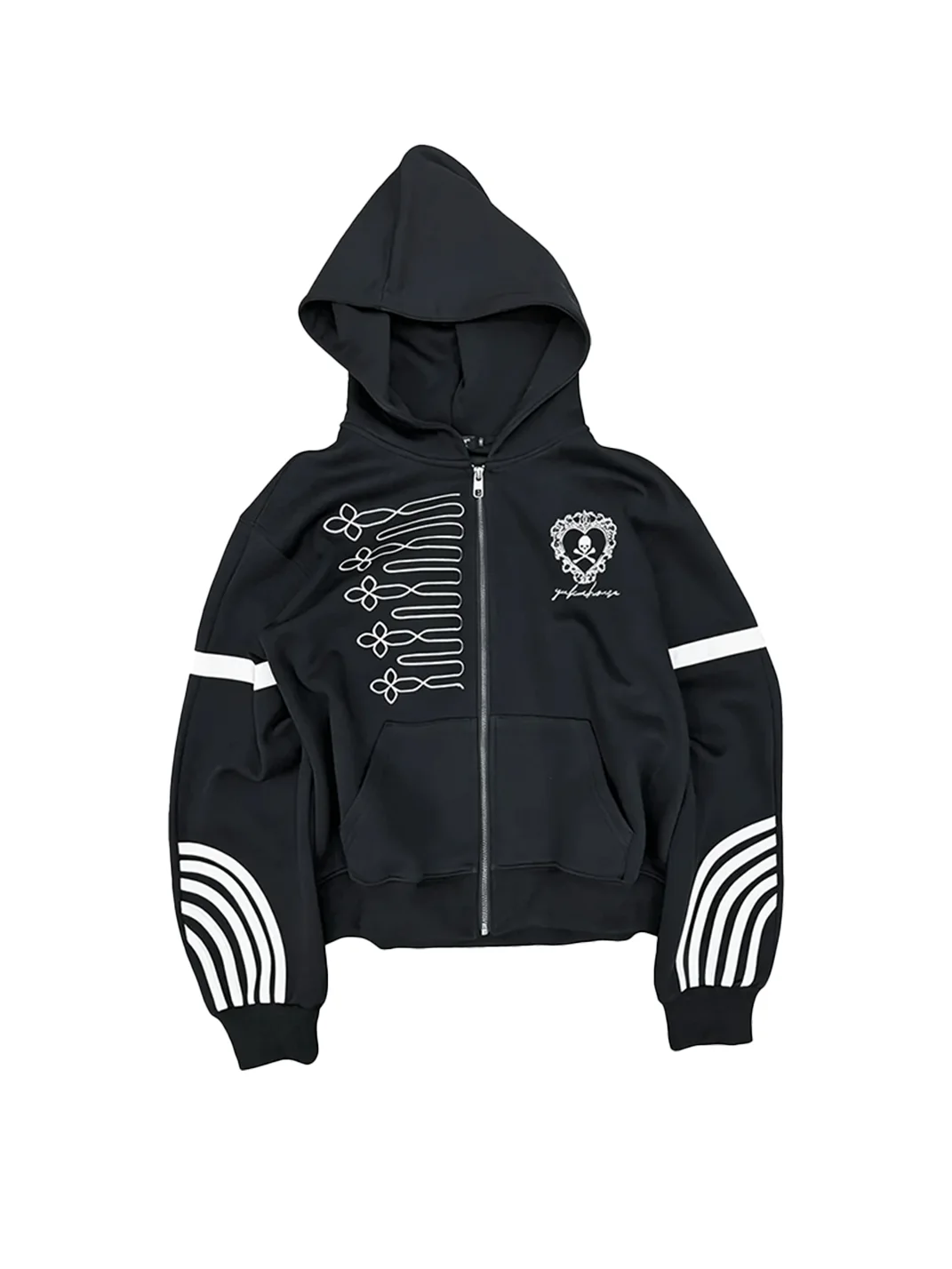 YUKAHOUSE | Embroidered Striped Long-Sleeve Hoodie