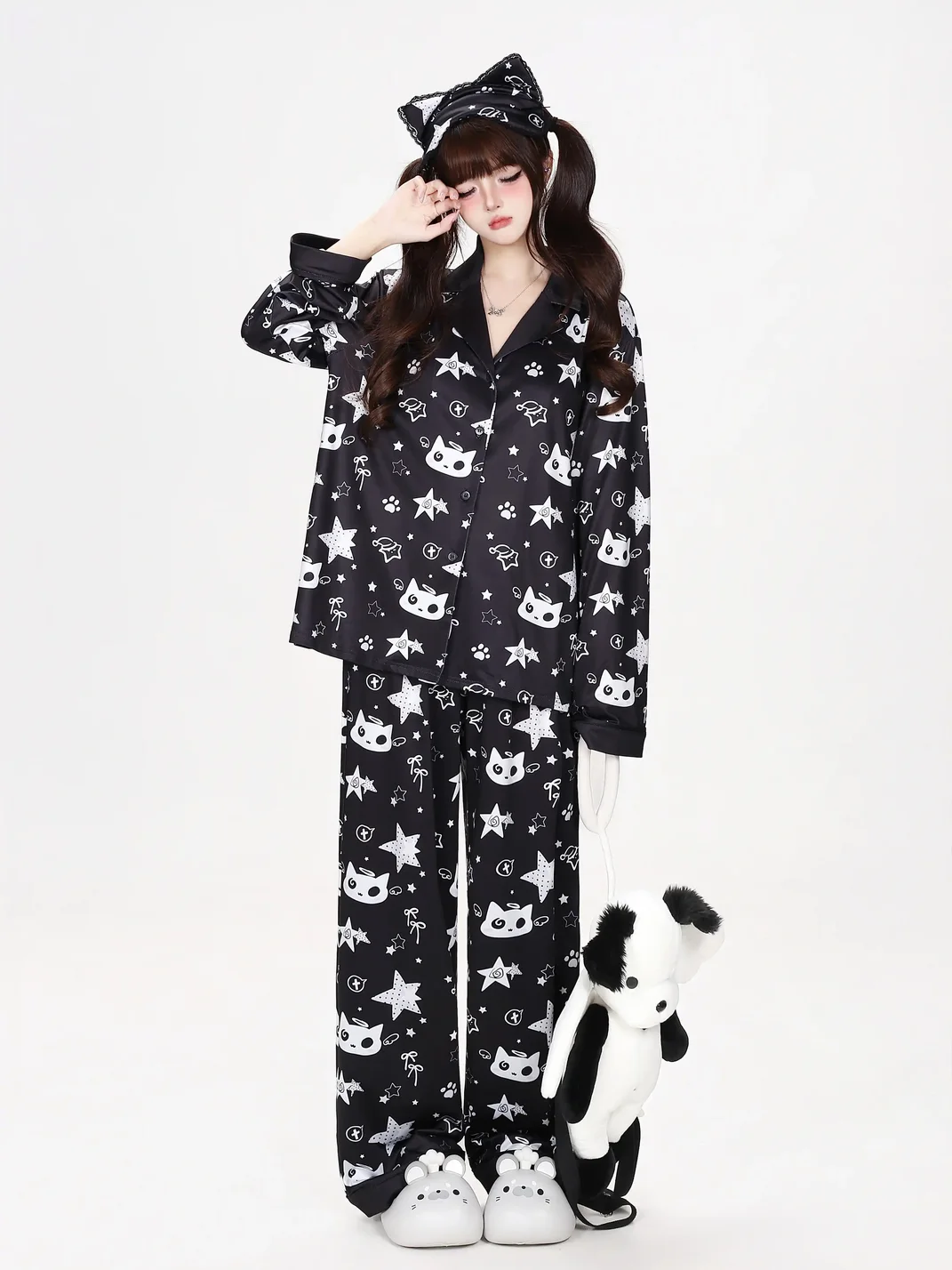 CRAZYGIRL | Star Print Long Sleeve Pajama Set