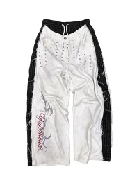 YUKAHOUSE | Distressed Layered-Look Frayed Straight-Leg Pants