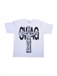 JADEGANG | White Graphic Print Slim Fit Short Sleeve T-Shirt