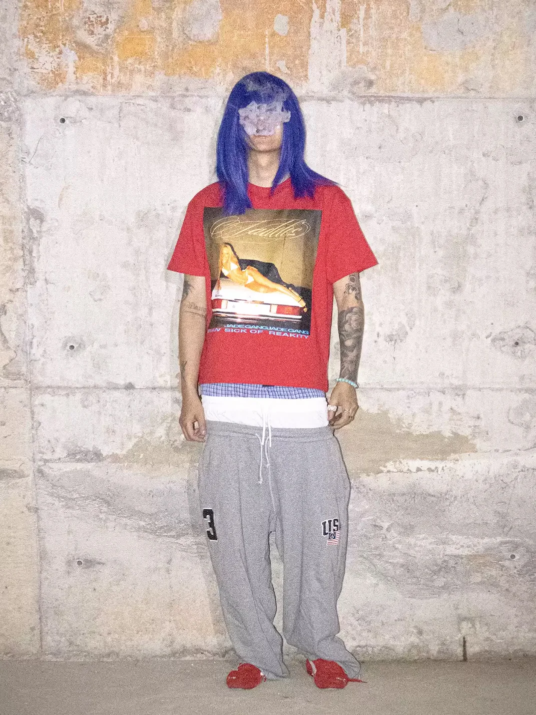 JADEGANG | Cropped Boxy Loose Fit Graphic Short Sleeve T-Shirt
