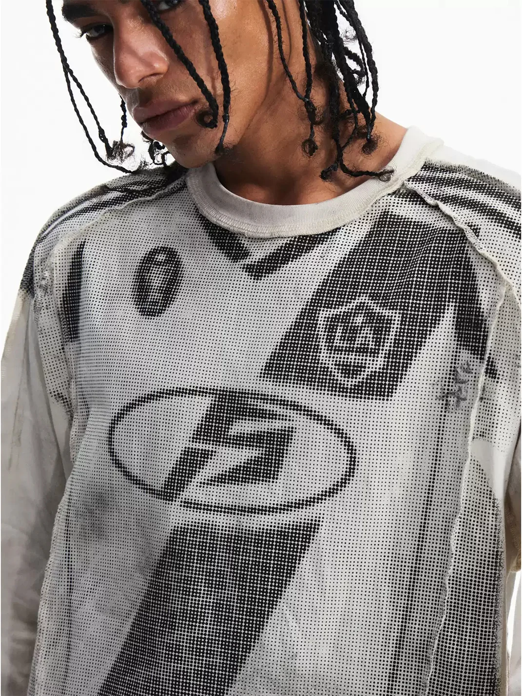PEOPLESENSE | Loose Fit Racing Print Long Sleeve Crewneck T-Shirt
