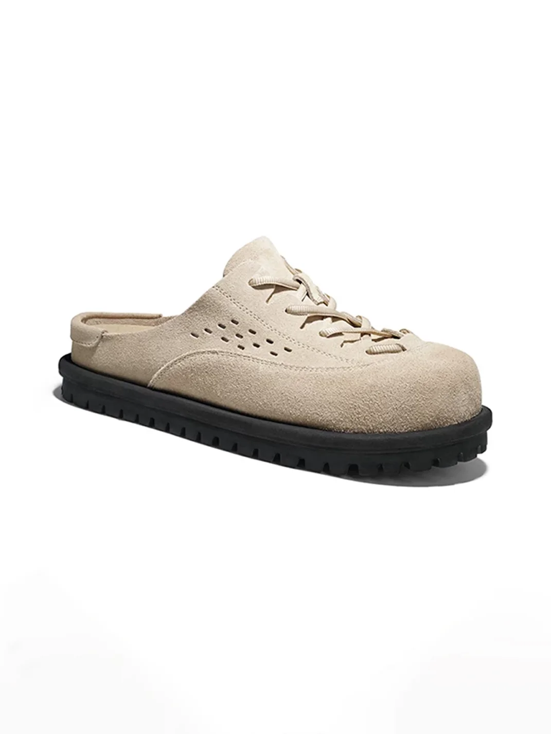 SALAXI | Retro Suede Closed-Toe Platform Mules