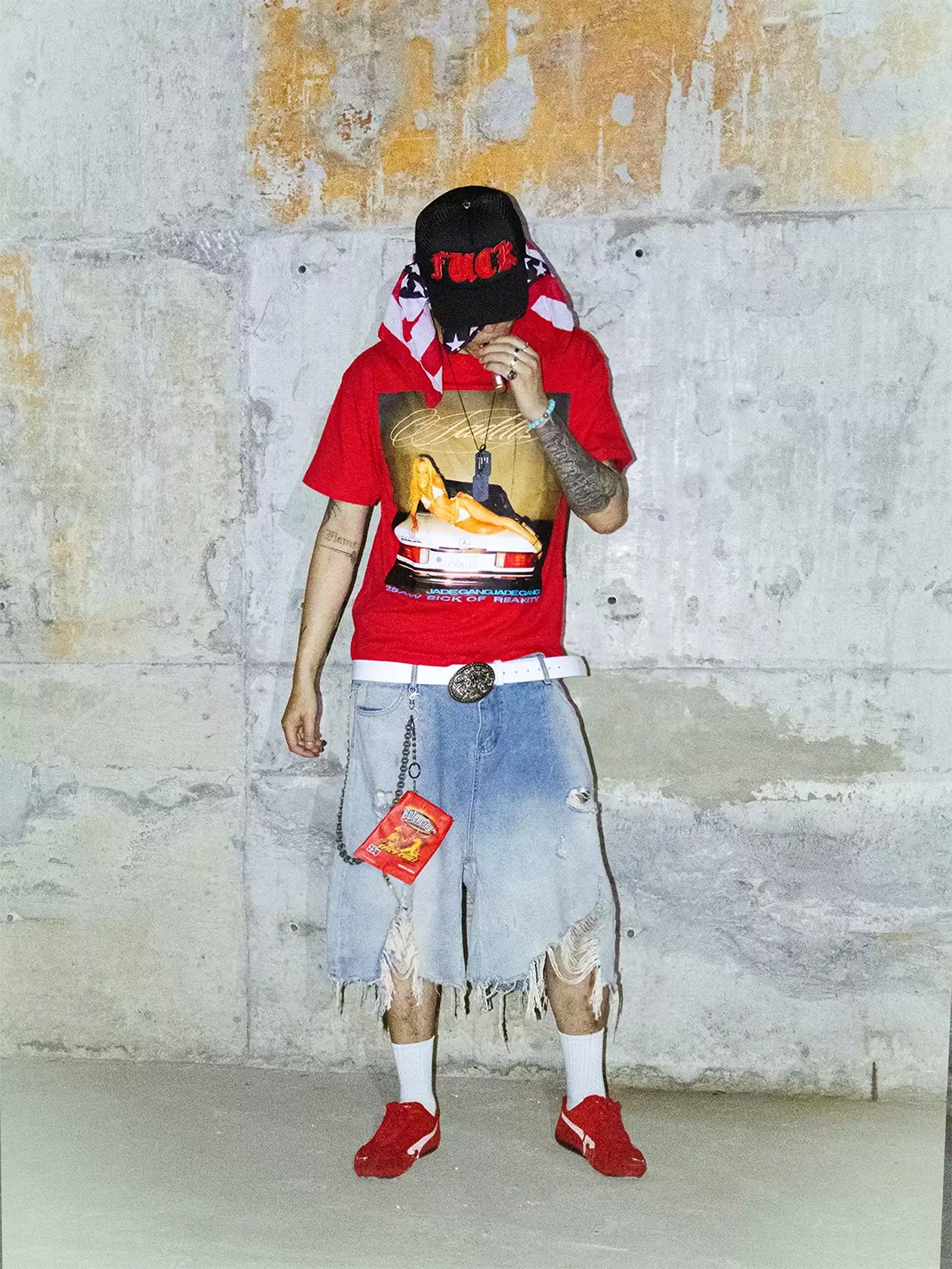 JADEGANG | Cropped Boxy Loose Fit Graphic Short Sleeve T-Shirt