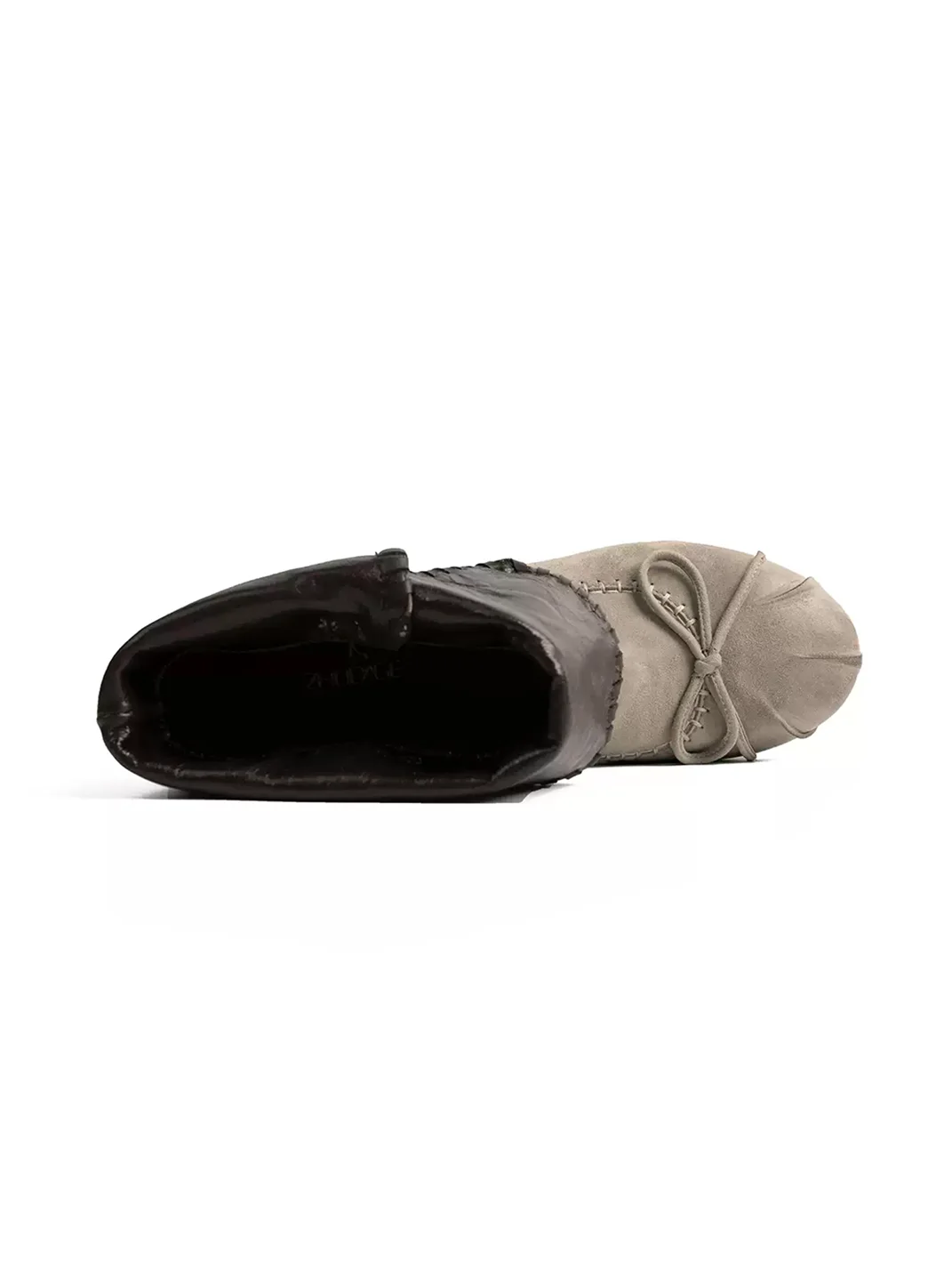 ZHUDAGE | Leather Fold-Over Bow Ankle Boots