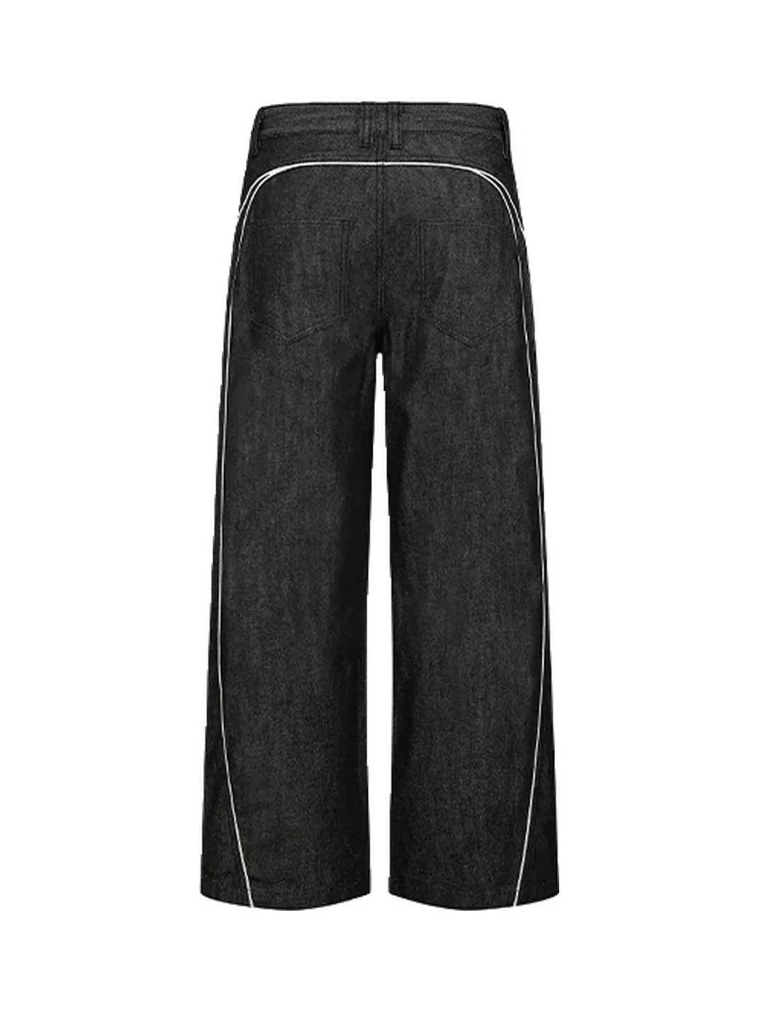 PEOPLESENSE | High-Waisted Contrast-Stitch Wide-Leg Raw Selvedge Jeans