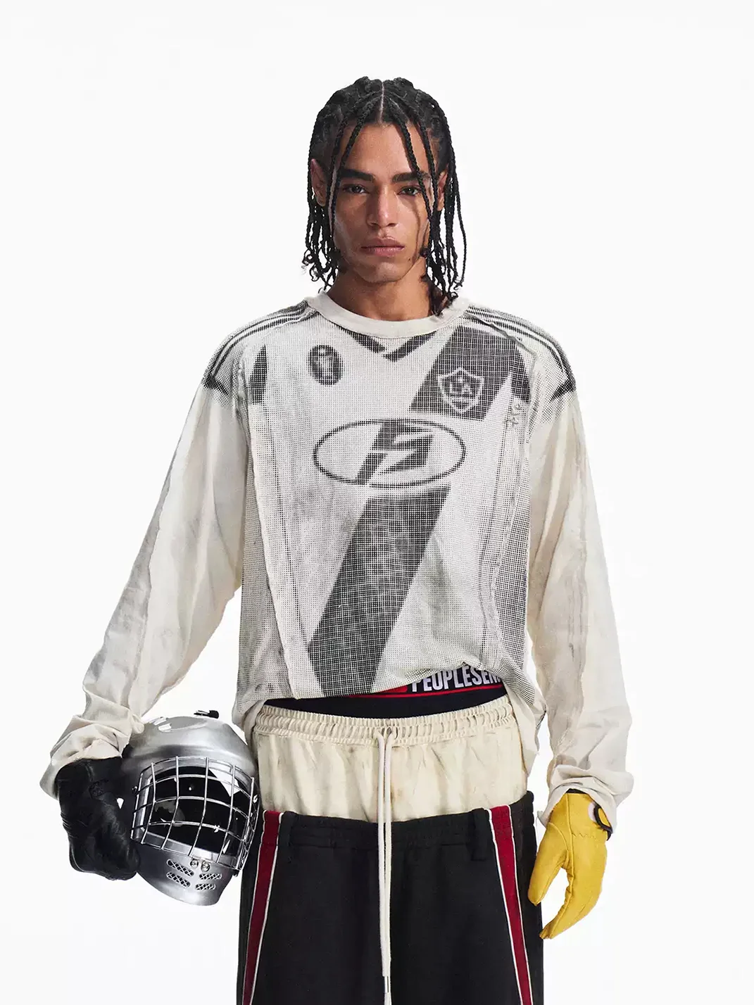 PEOPLESENSE | Loose Fit Racing Print Long Sleeve Crewneck T-Shirt